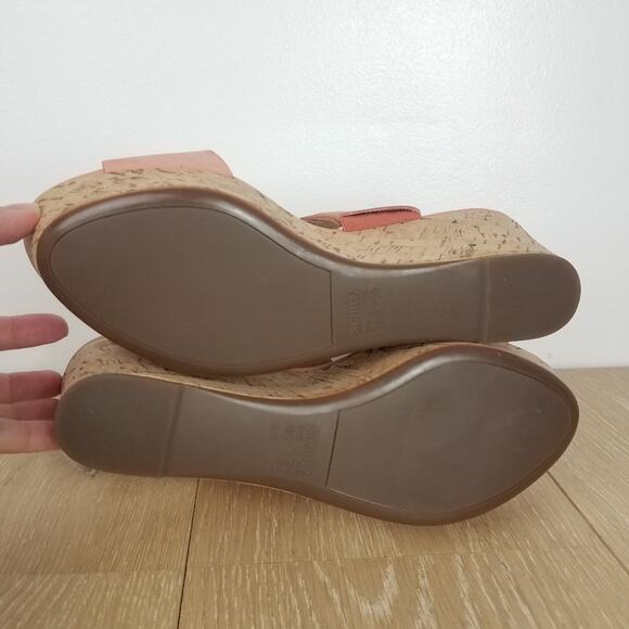Schutz | Pink Suede Cork Wedge Sandals 8 - Picture 9 of 12
